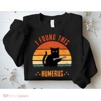 Scary I Found This Humerus Cat Black Humorous Sweatshirt thumb 2