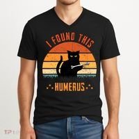 Scary I Found This Humerus Cat Black Humorous V-Neck T-Shirt thumb 2