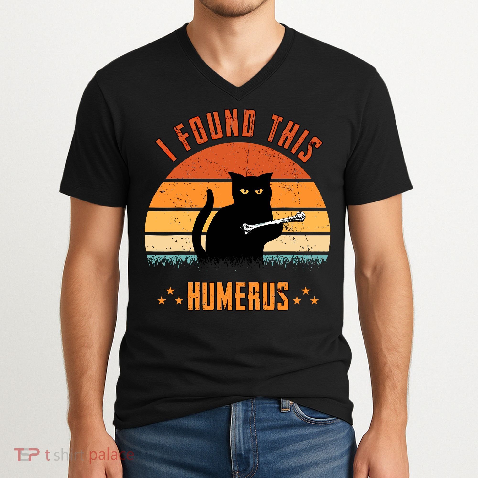 Scary I Found This Humerus Cat Black Humorous V-Neck T-Shirt