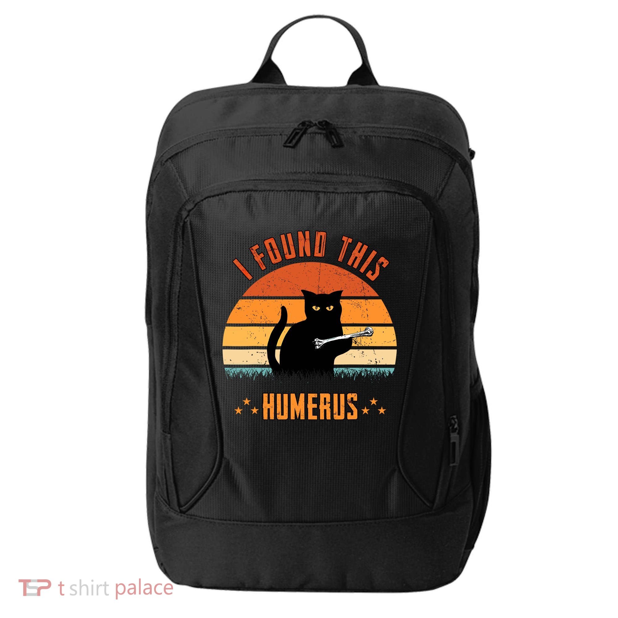 Scary I Found This Humerus Cat Black Humorous City Backpack
