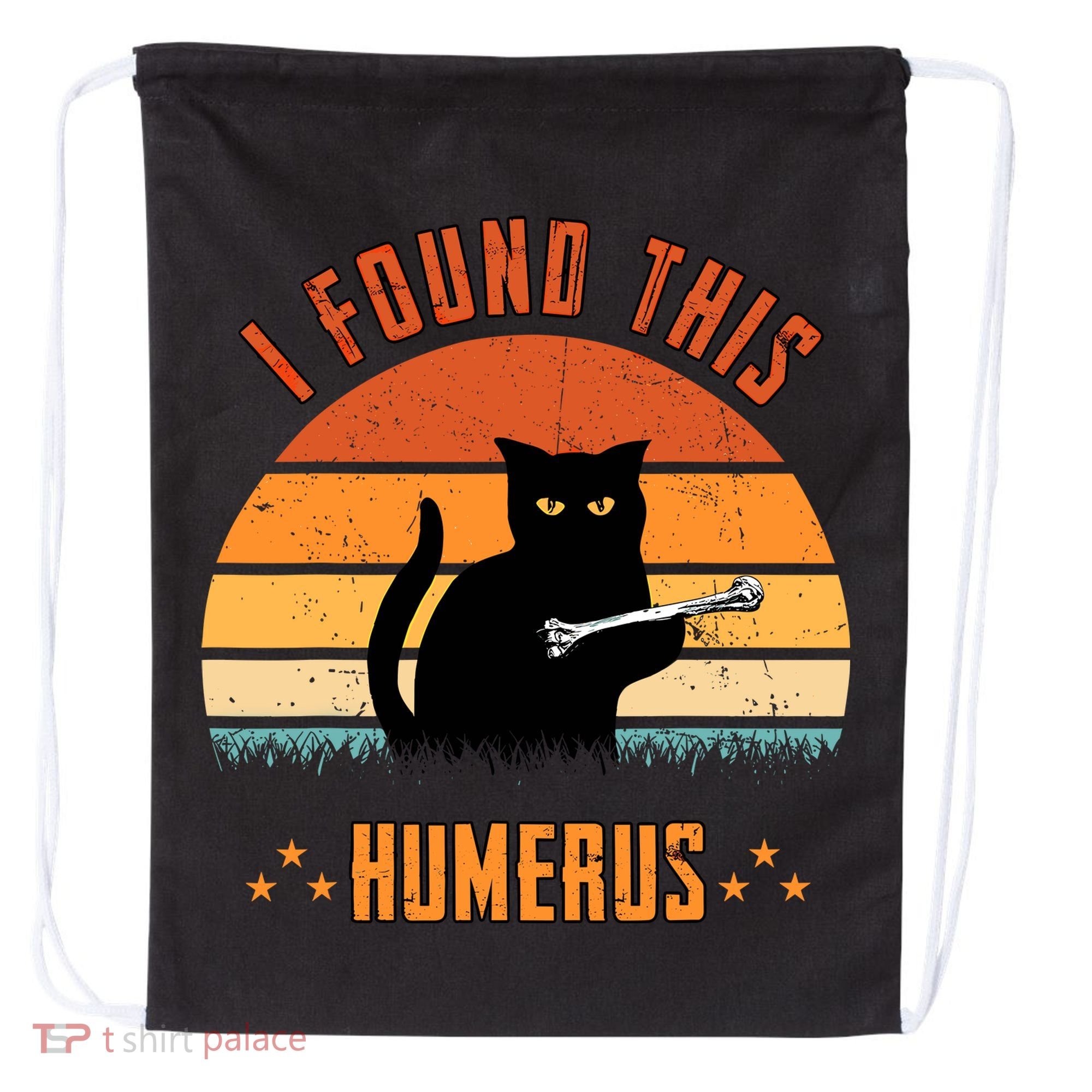 Scary I Found This Humerus Cat Black Humorous Drawstring Bag