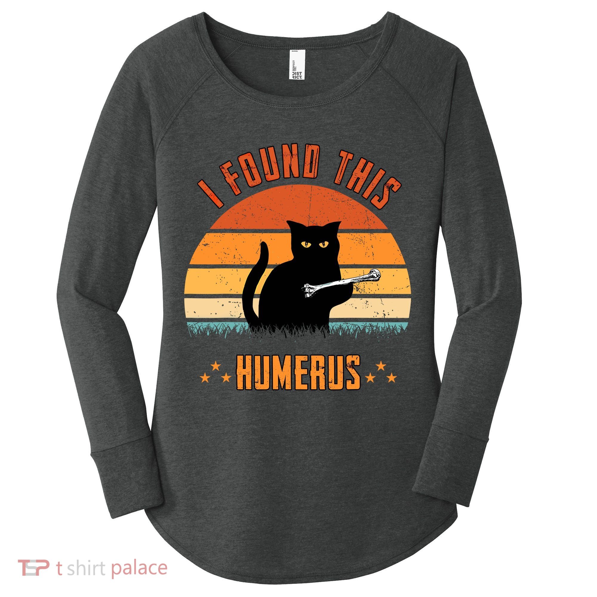 Scary I Found This Humerus Cat Black Humorous Women's Perfect Tri Tunic Long Sleeve Shirt