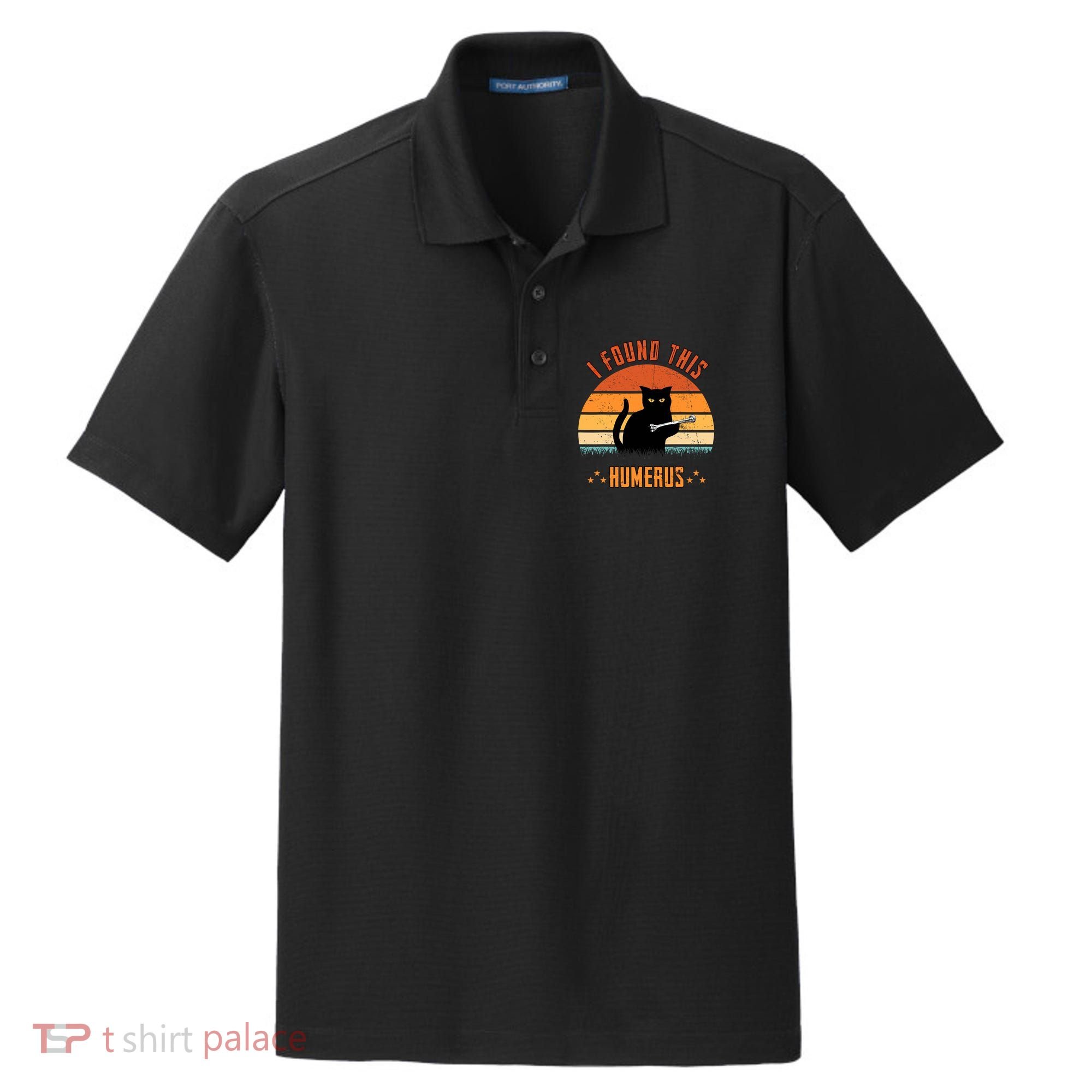 Scary I Found This Humerus Cat Black Humorous Dry Zone Grid Polo