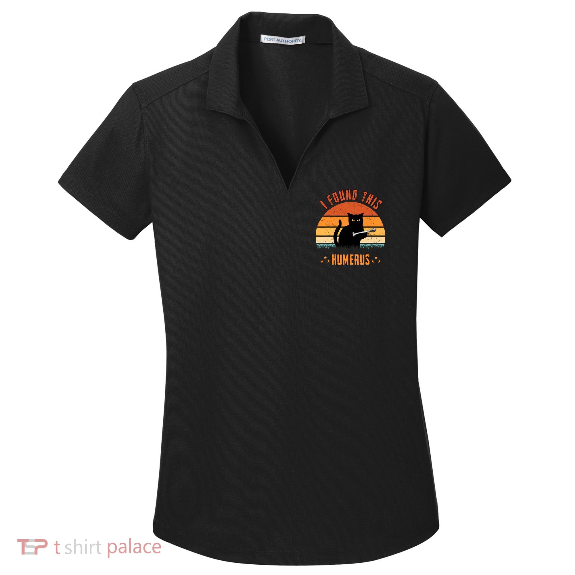 Scary I Found This Humerus Cat Black Humorous Women's Dry Zone Grid Polo