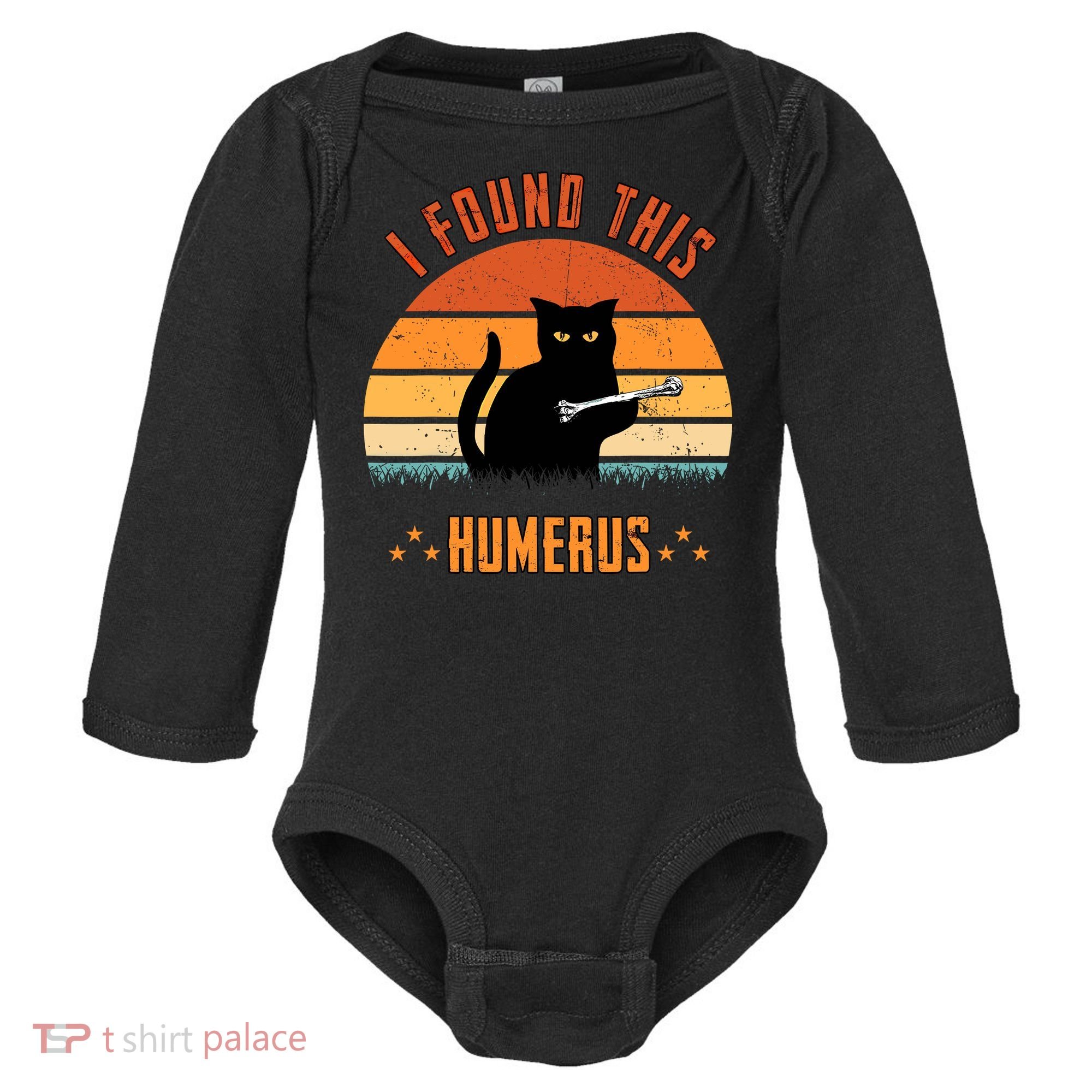 Scary I Found This Humerus Cat Black Humorous Baby Long Sleeve Bodysuit