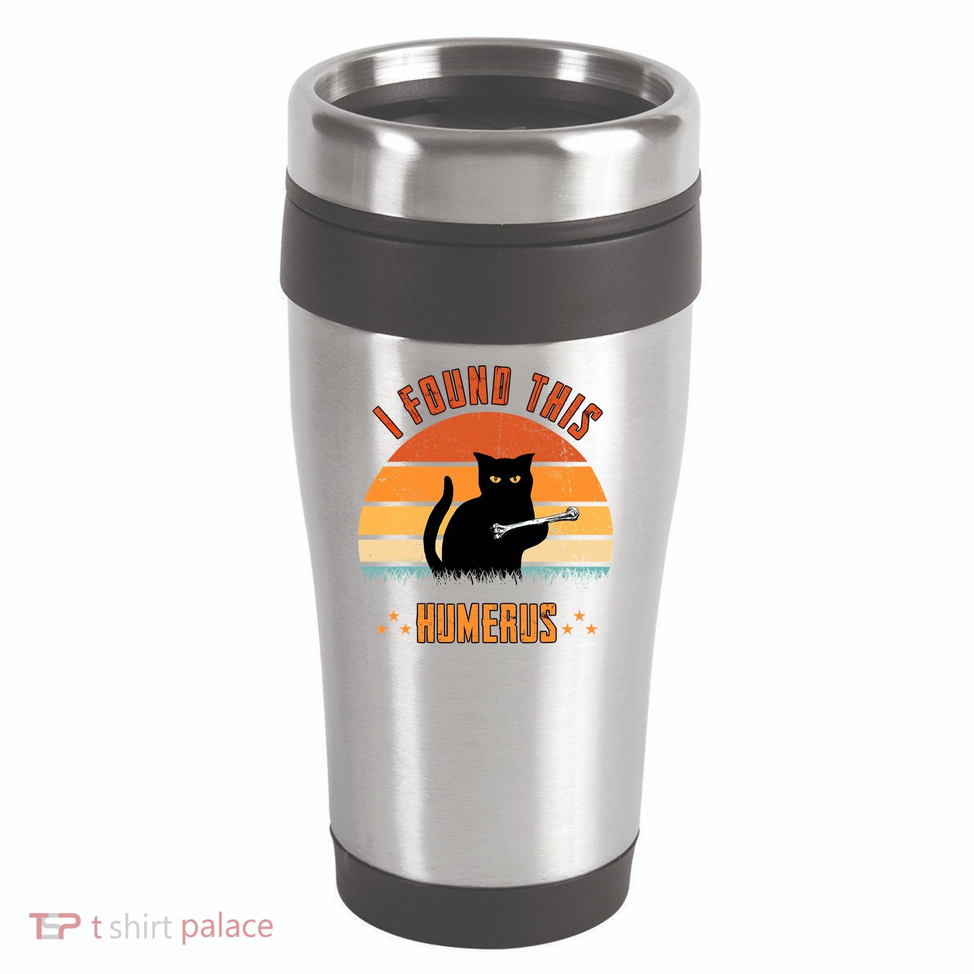 Scary I Found This Humerus Cat Black Humorous 16oz Travel Tumbler