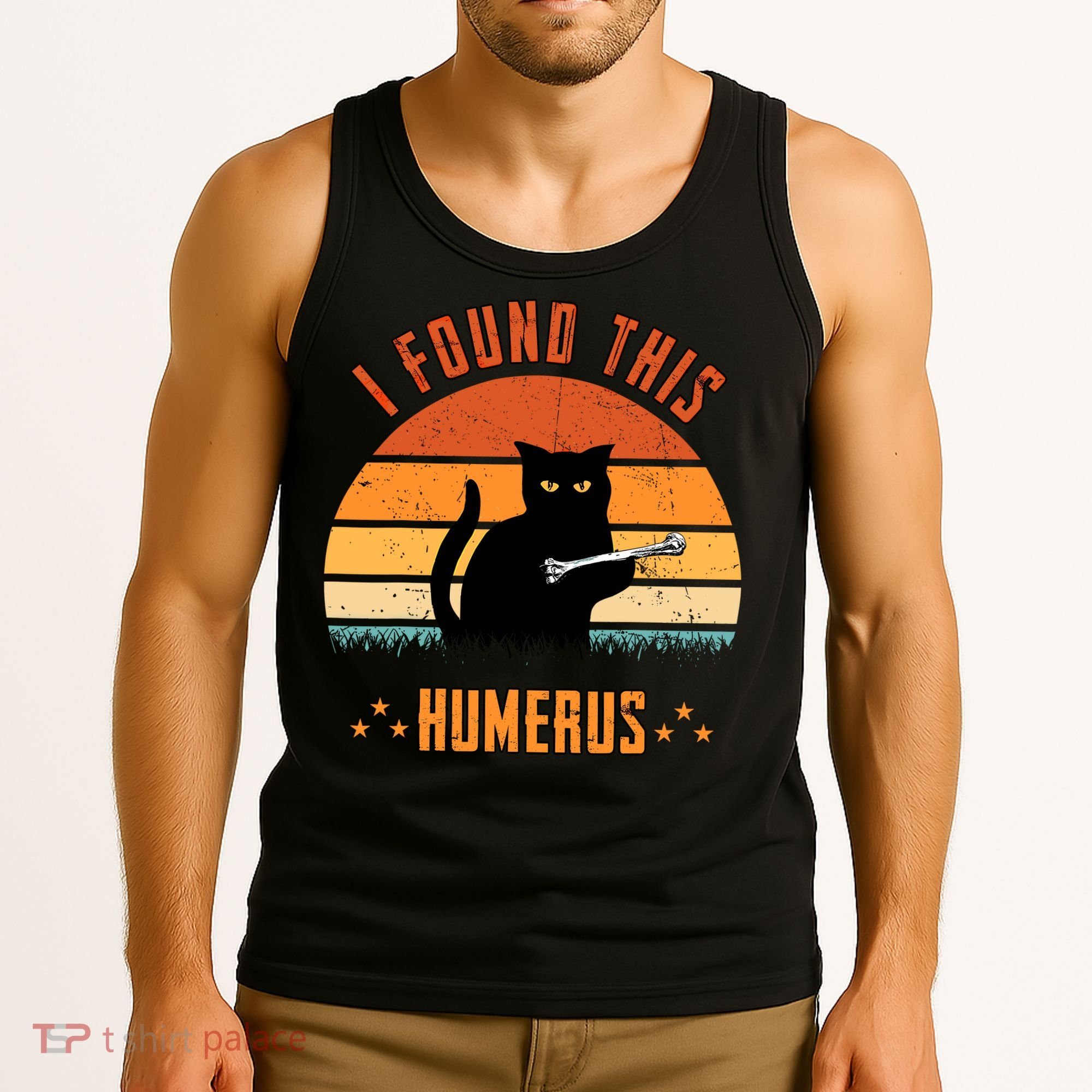 Scary I Found This Humerus Cat Black Humorous Tank Top