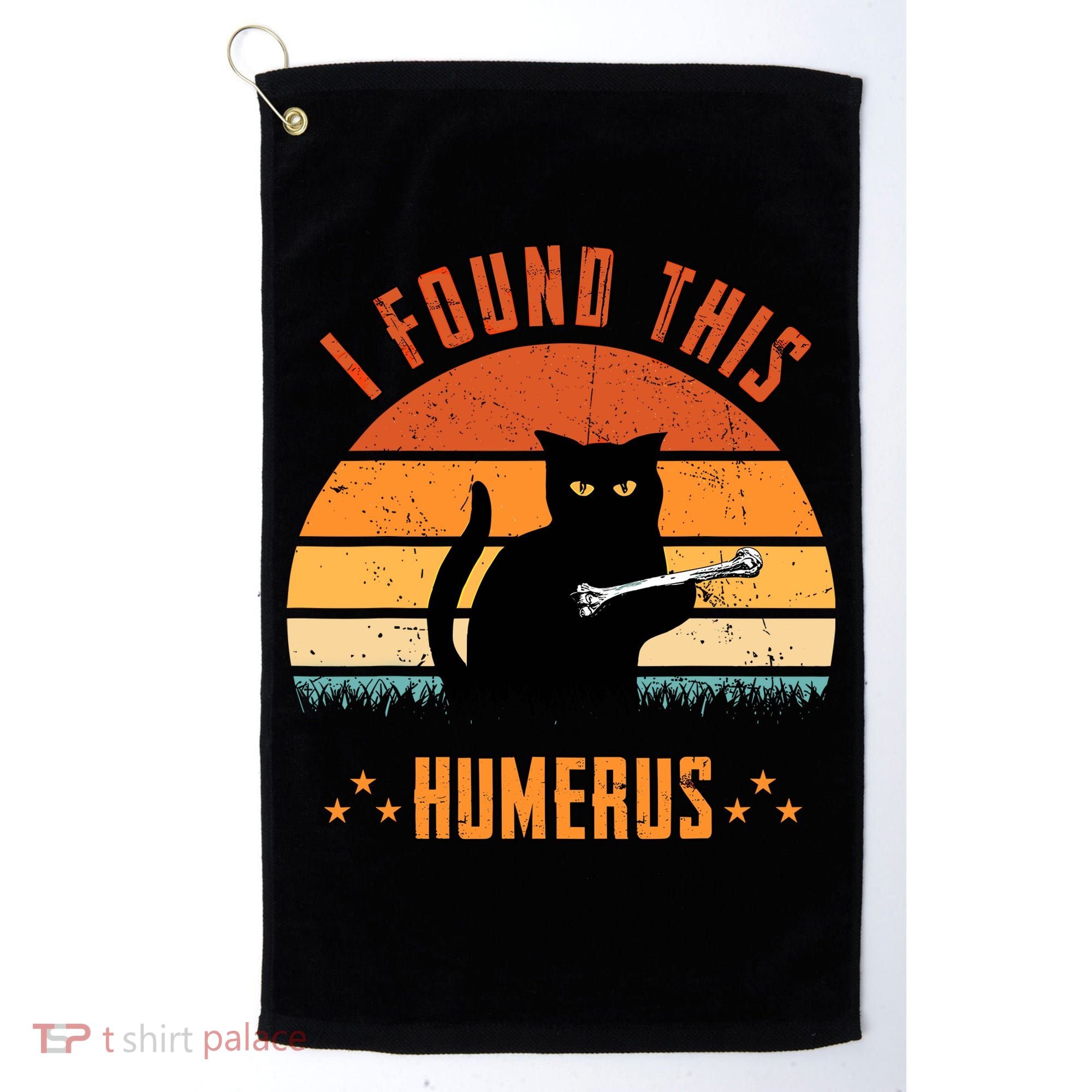 Scary I Found This Humerus Cat Black Humorous Golf Towel