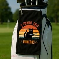 Scary I Found This Humerus Cat Black Humorous Golf Towel thumb 2