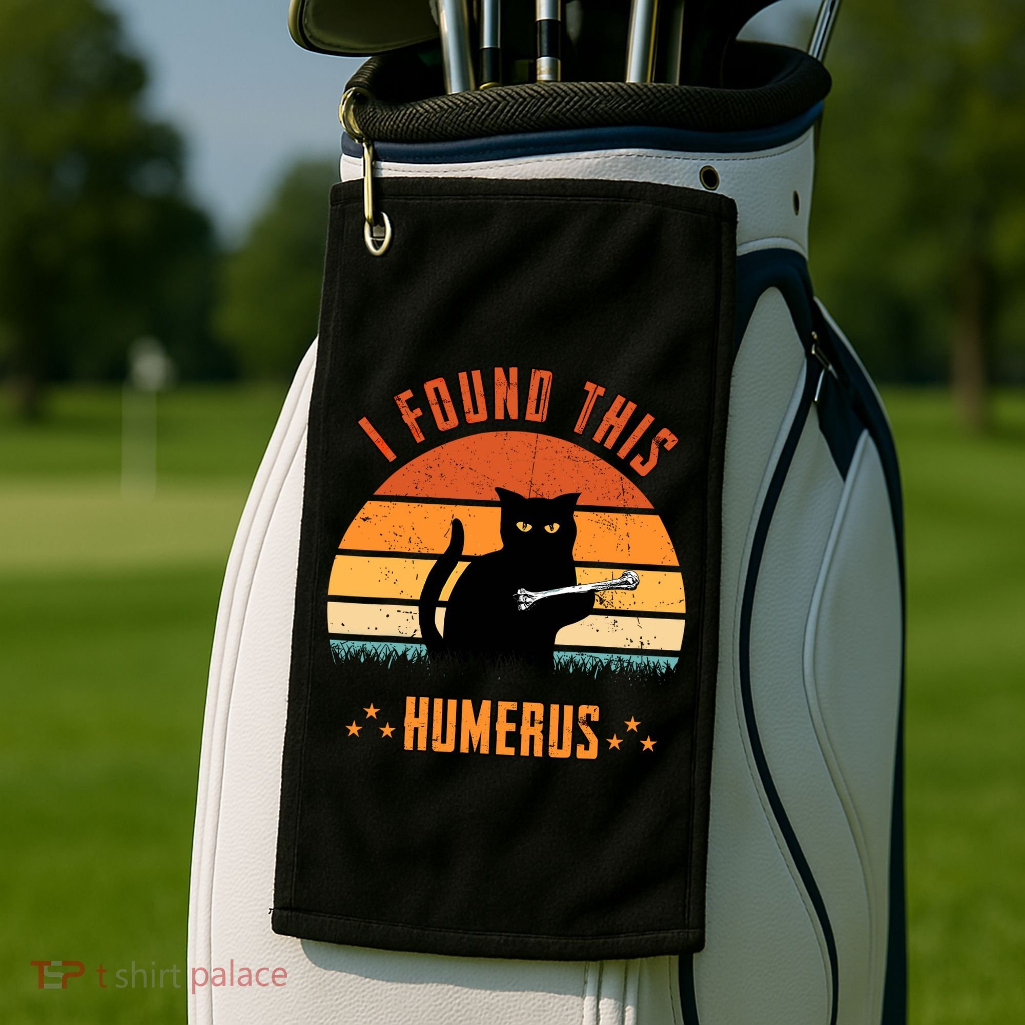 Scary I Found This Humerus Cat Black Humorous Golf Towel