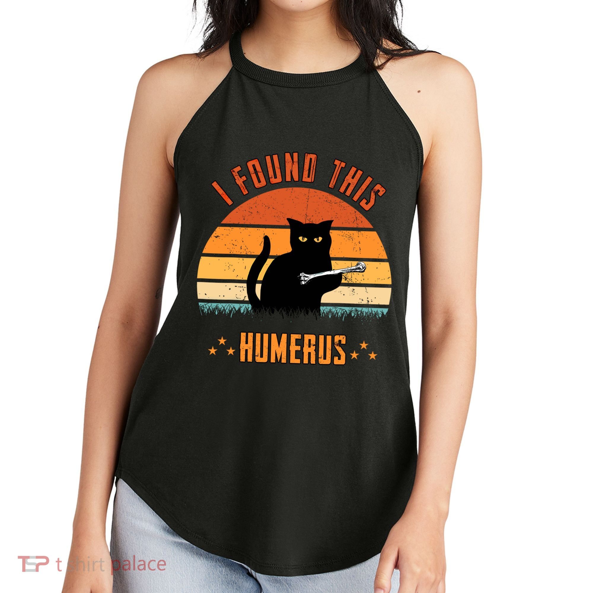 Scary I Found This Humerus Cat Black Humorous Women's Perfect Tri Rocker Tank