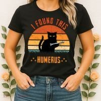 Scary I Found This Humerus Cat Black Humorous Women's T-Shirt thumb 2