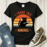 Scary I Found This Humerus Cat Black Humorous Women's T-Shirt thumb 3
