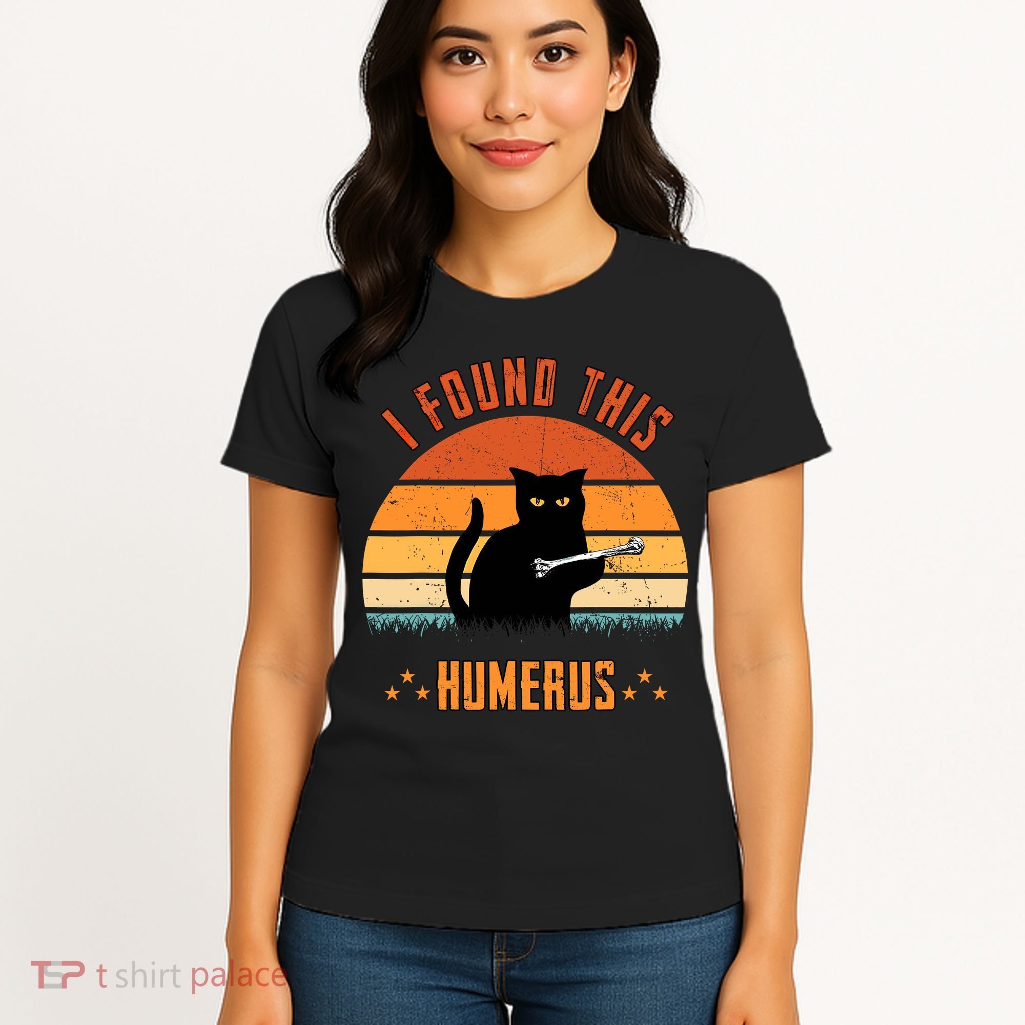 Scary I Found This Humerus Cat Black Humorous Women's T-Shirt
