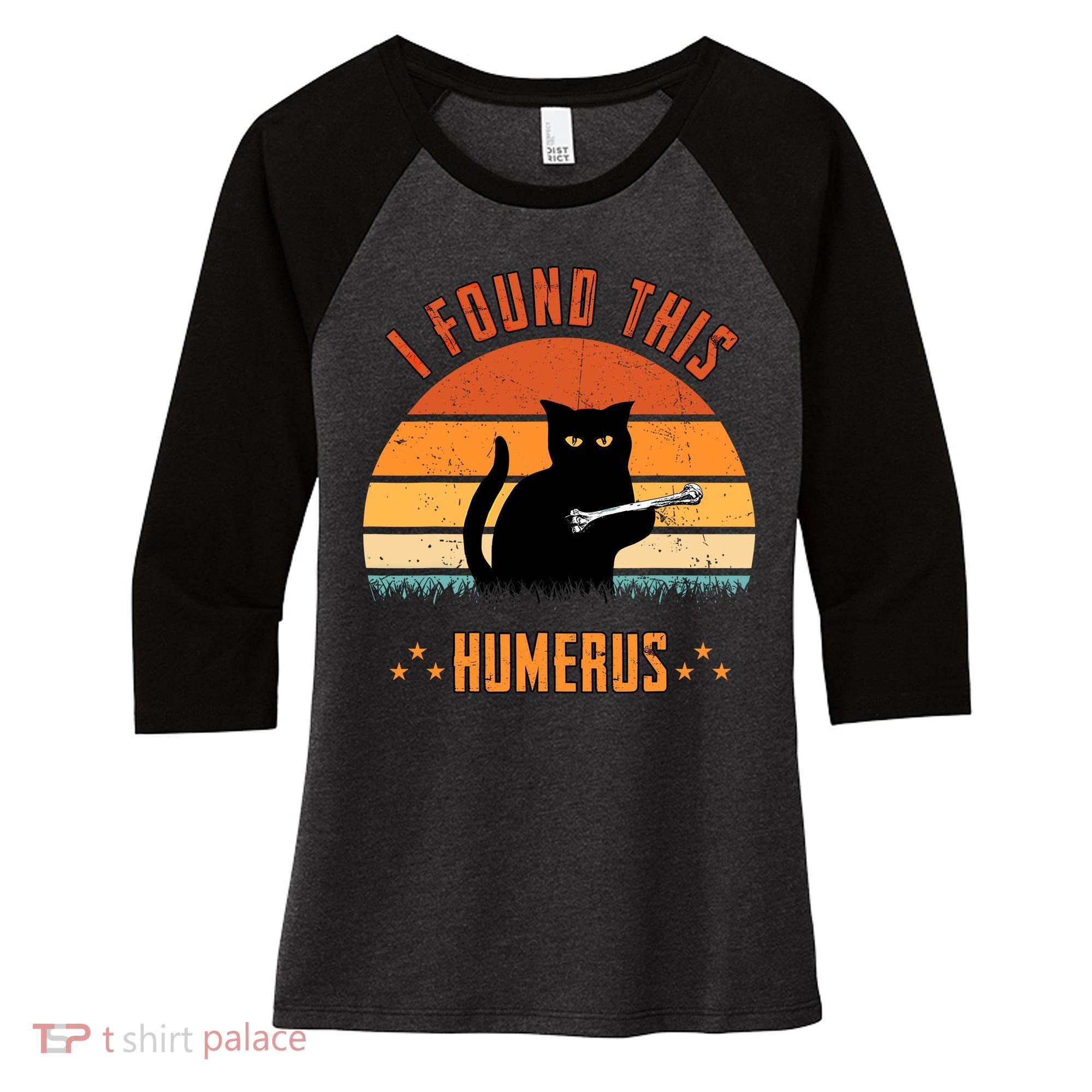 Scary I Found This Humerus Cat Black Humorous Women's Tri-Blend 3/4-Sleeve Raglan Shirt