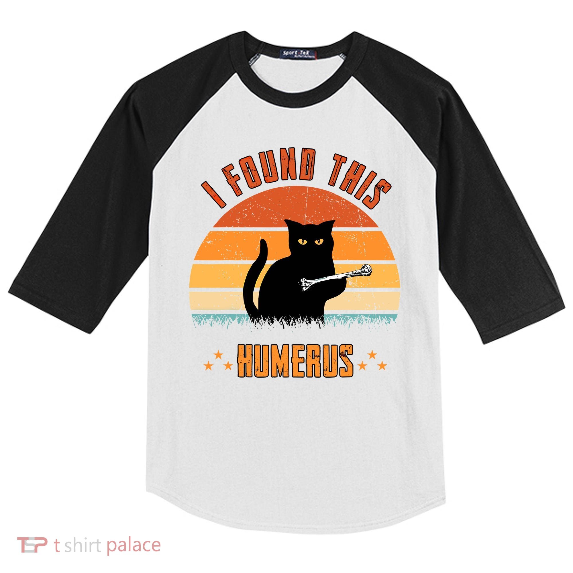 Scary I Found This Humerus Cat Black Humorous Kids Colorblock Raglan Jersey