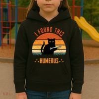 Scary I Found This Humerus Cat Black Humorous Kids Hoodie thumb 3