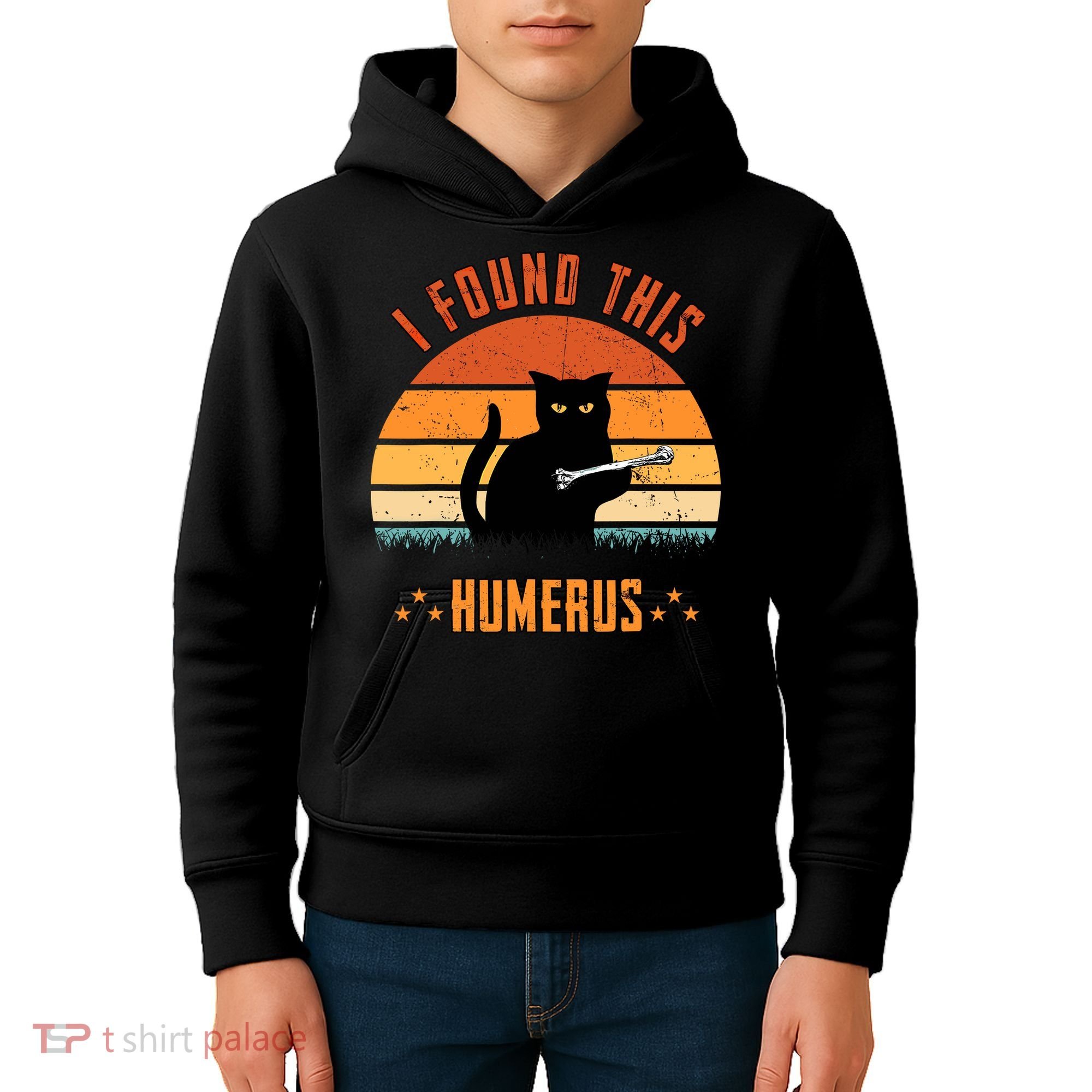 Scary I Found This Humerus Cat Black Humorous Kids Hoodie