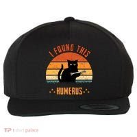 Scary I Found This Humerus Cat Black Humorous Wool Snapback Cap thumb 0
