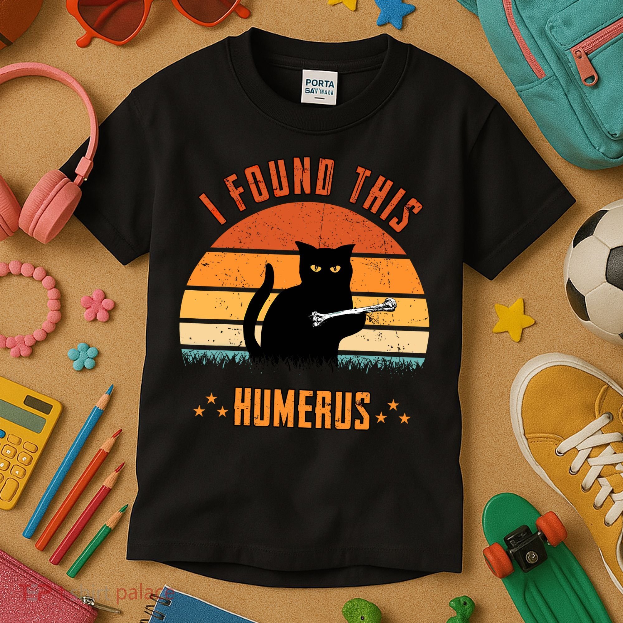 Scary I Found This Humerus Cat Black Humorous Kids T-Shirt