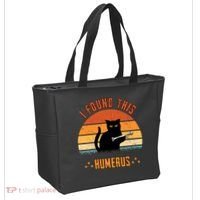 Scary I Found This Humerus Cat Black Humorous Tote Bag thumb 2