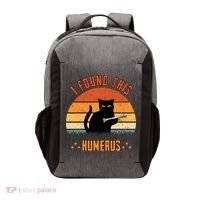 Scary I Found This Humerus Cat Black Humorous Vector Backpack thumb 0