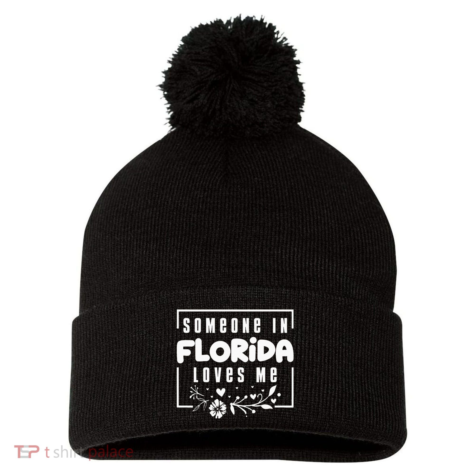 Someone In Florida Loves Me Pom Pom 12in Knit Beanie