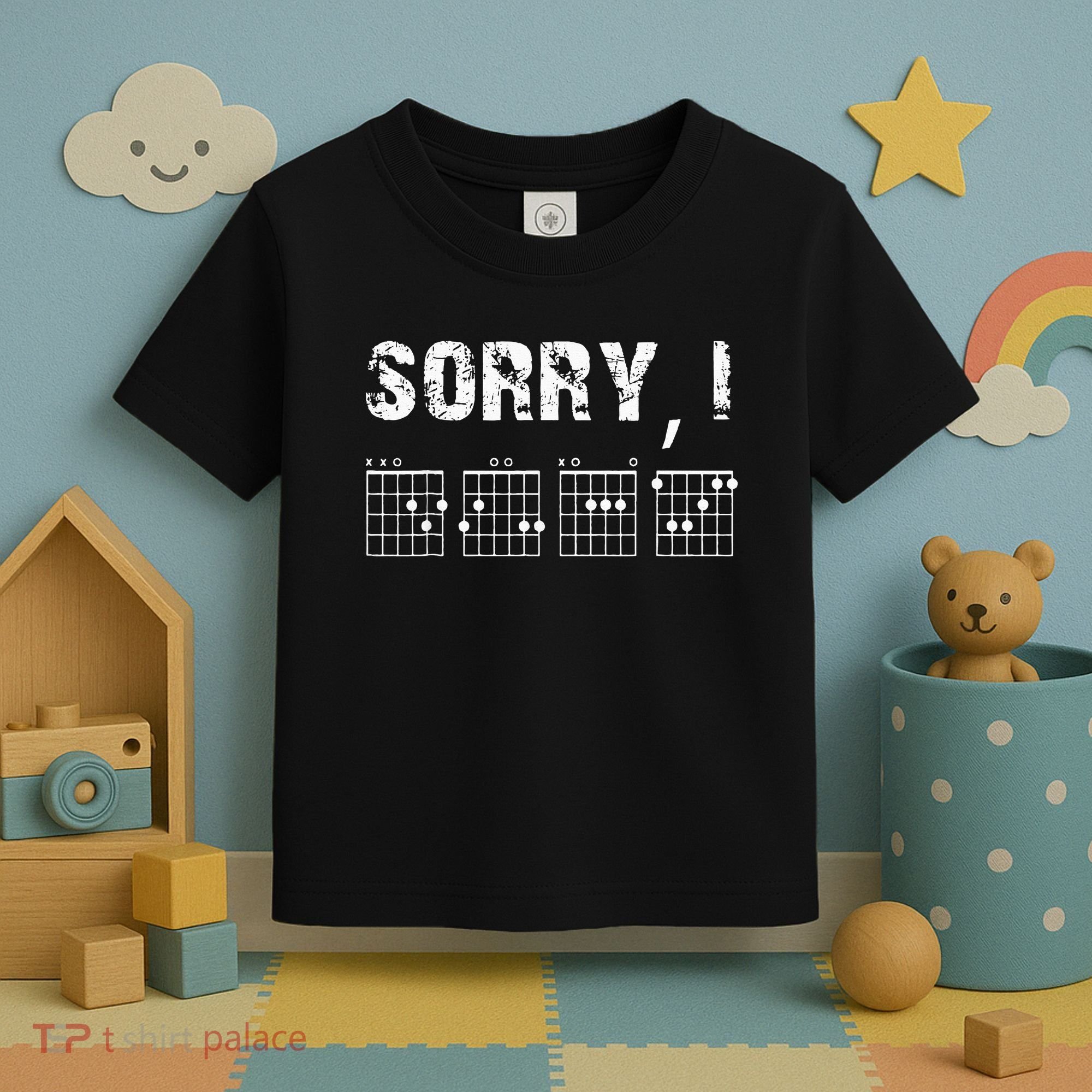 Sorry IDGAF Funny Hidden Message Guitar Chords For Lover Toddler T-Shirt