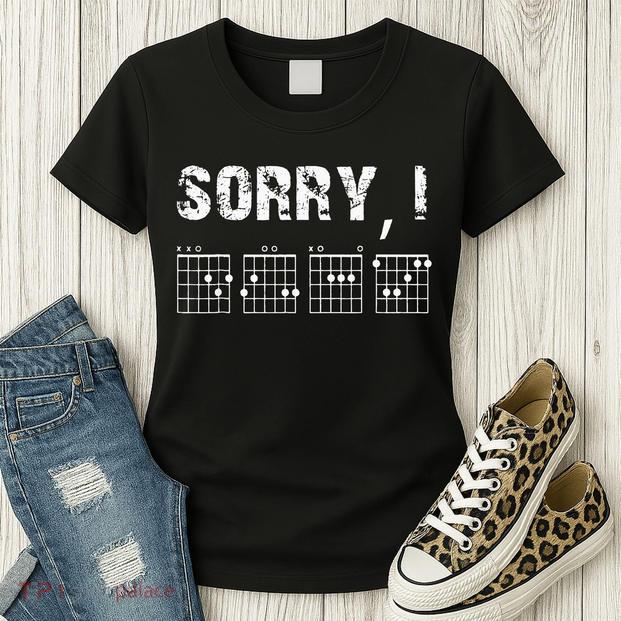 Sorry IDGAF Funny Hidden Message Guitar Chords For Lover Women's T-Shirt