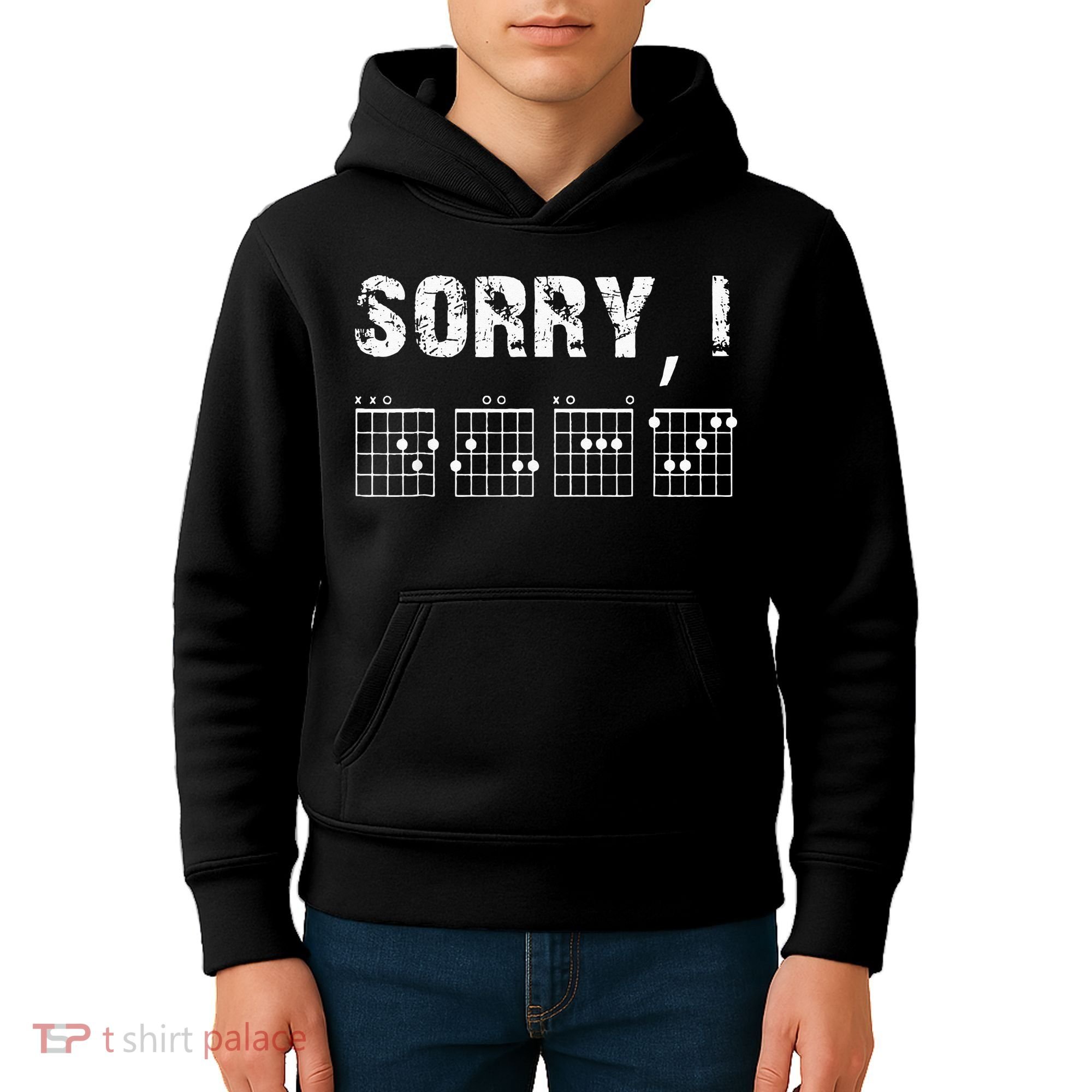 Sorry IDGAF Funny Hidden Message Guitar Chords For Lover Kids Hoodie