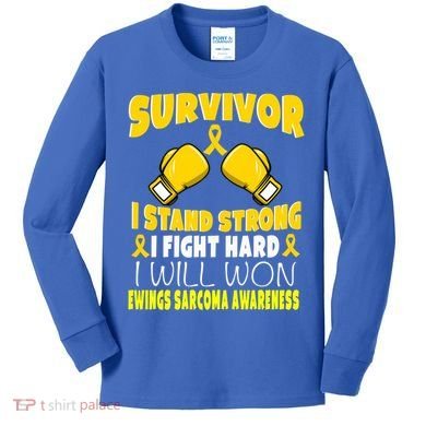 Survivor I Fight Hard Ewings Sarcoma Awareness Cool Gift Kids Long Sleeve Shirt