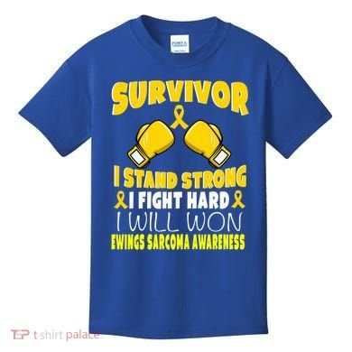 Survivor I Fight Hard Ewings Sarcoma Awareness Cool Gift Kids T-Shirt