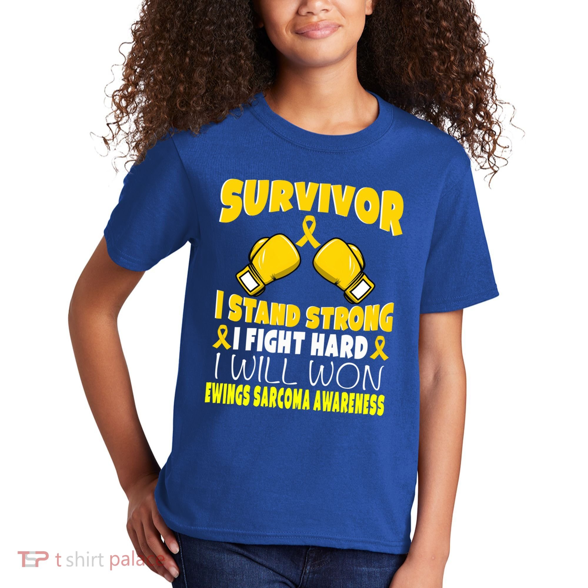 Survivor I Fight Hard Ewings Sarcoma Awareness Cool Gift Kids T-Shirt
