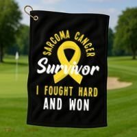 Survivor I Fought Hard And Won Sarcoma Cancer Awareness Gift Golf Towel thumb 1