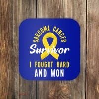 Survivor I Fought Hard And Won Sarcoma Cancer Awareness Gift Coaster thumb 0