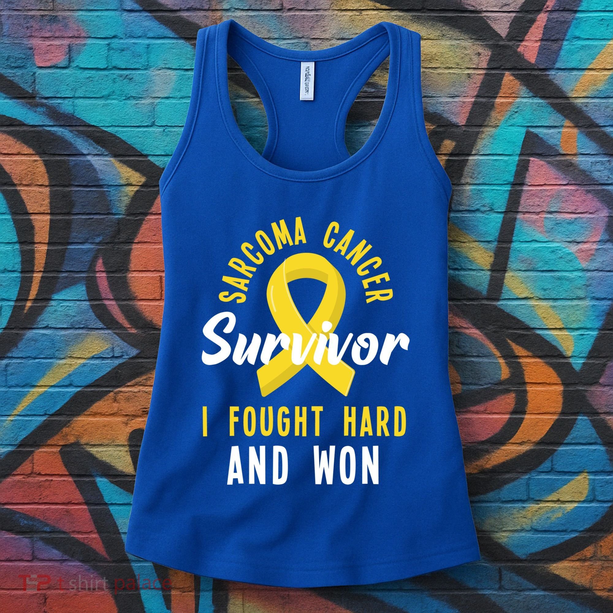 Survivor I Fought Hard And Won Sarcoma Cancer Awareness Gift Women's Tank Top