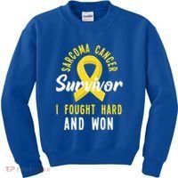 Survivor I Fought Hard And Won Sarcoma Cancer Awareness Gift Kids Sweatshirt thumb 0