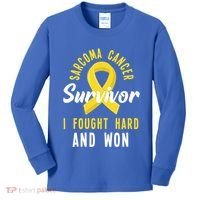 Survivor I Fought Hard And Won Sarcoma Cancer Awareness Gift Kids Long Sleeve Shirt thumb 0