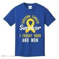 Survivor I Fought Hard And Won Sarcoma Cancer Awareness Gift Kids T-Shirt thumb 0