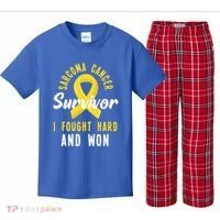 Survivor I Fought Hard And Won Sarcoma Cancer Awareness Gift Kids Plaid Pajama Set thumb 0