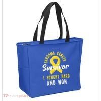 Survivor I Fought Hard And Won Sarcoma Cancer Awareness Gift Tote Bag thumb 2