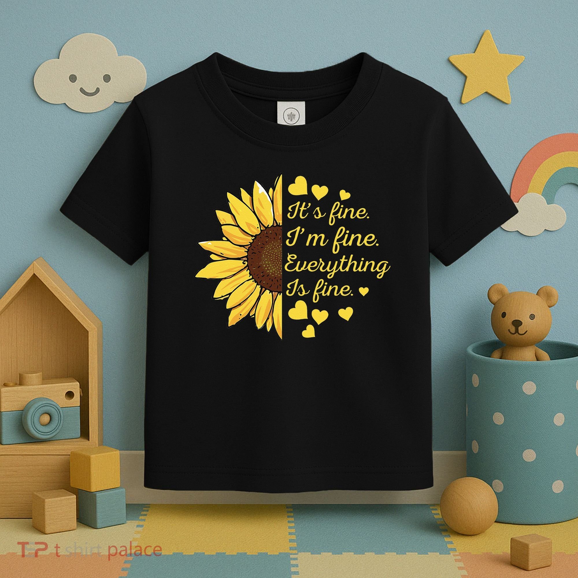 Sunflower It's Fine I'm Fine Everything Is Fine Sunflower Toddler T-Shirt