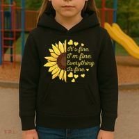 Sunflower It's Fine I'm Fine Everything Is Fine Sunflower Kids Hoodie thumb 3