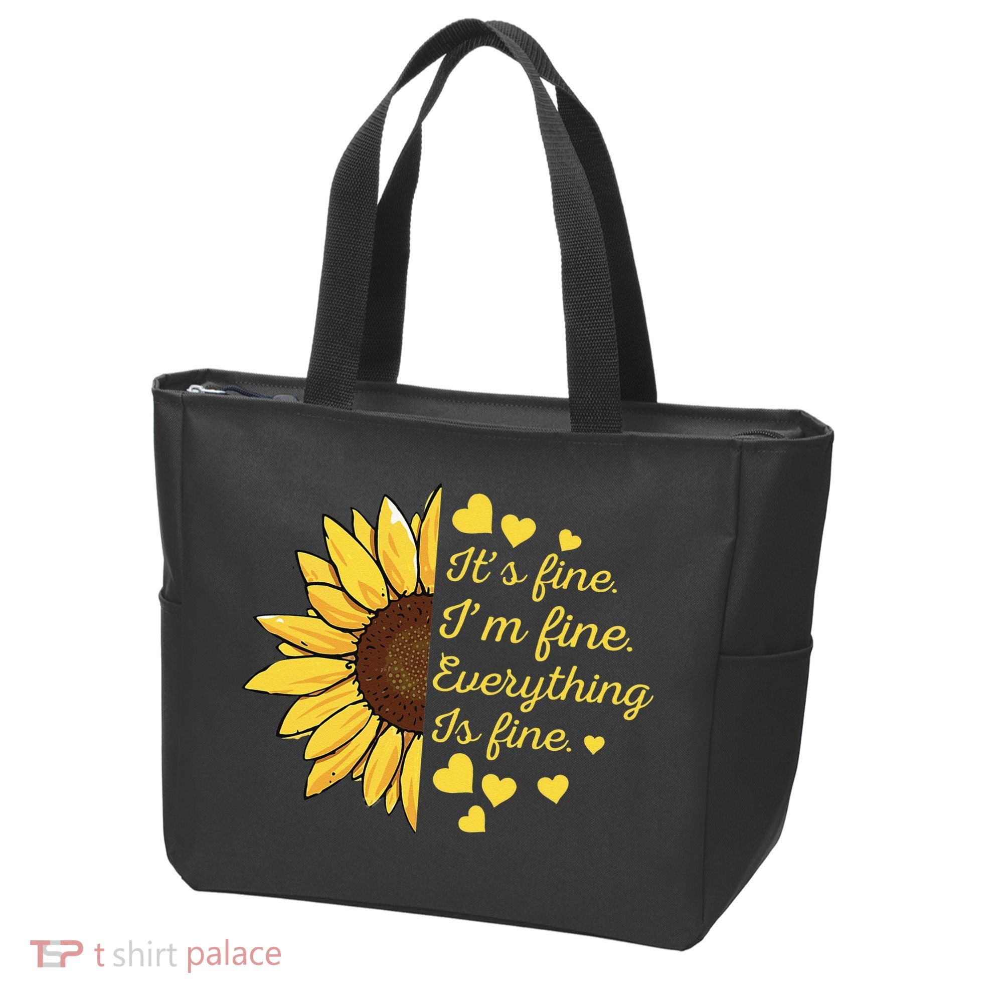 Sunflower It's Fine I'm Fine Everything Is Fine Sunflower Tote Bag
