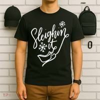 Sleighin It Funny Christmas Pun Sleighing Santa Sleigh Xmas T-Shirt thumb 6