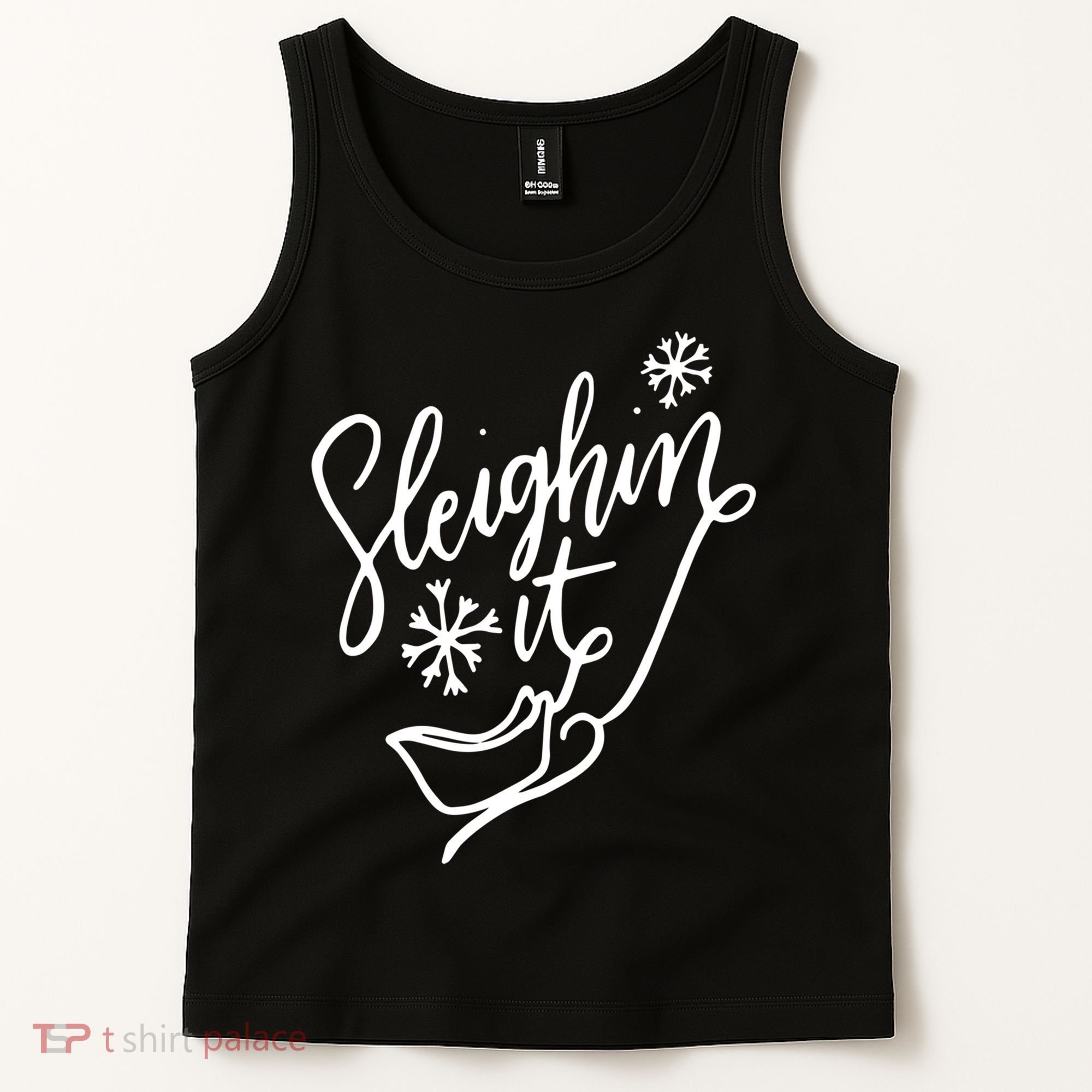 Sleighin It Funny Christmas Pun Sleighing Santa Sleigh Xmas Tank Top