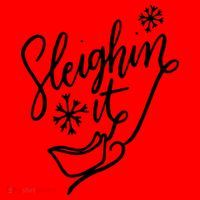 Sleighin It Funny Christmas Pun Sleighing Santa Sleigh Xmas Santa Hat thumb 1