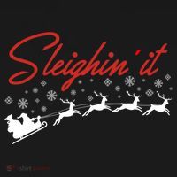 Sleighin It Funny Santa Sleigh Christmas Gift Family Xmas Gift Women's Hoodie thumb 2