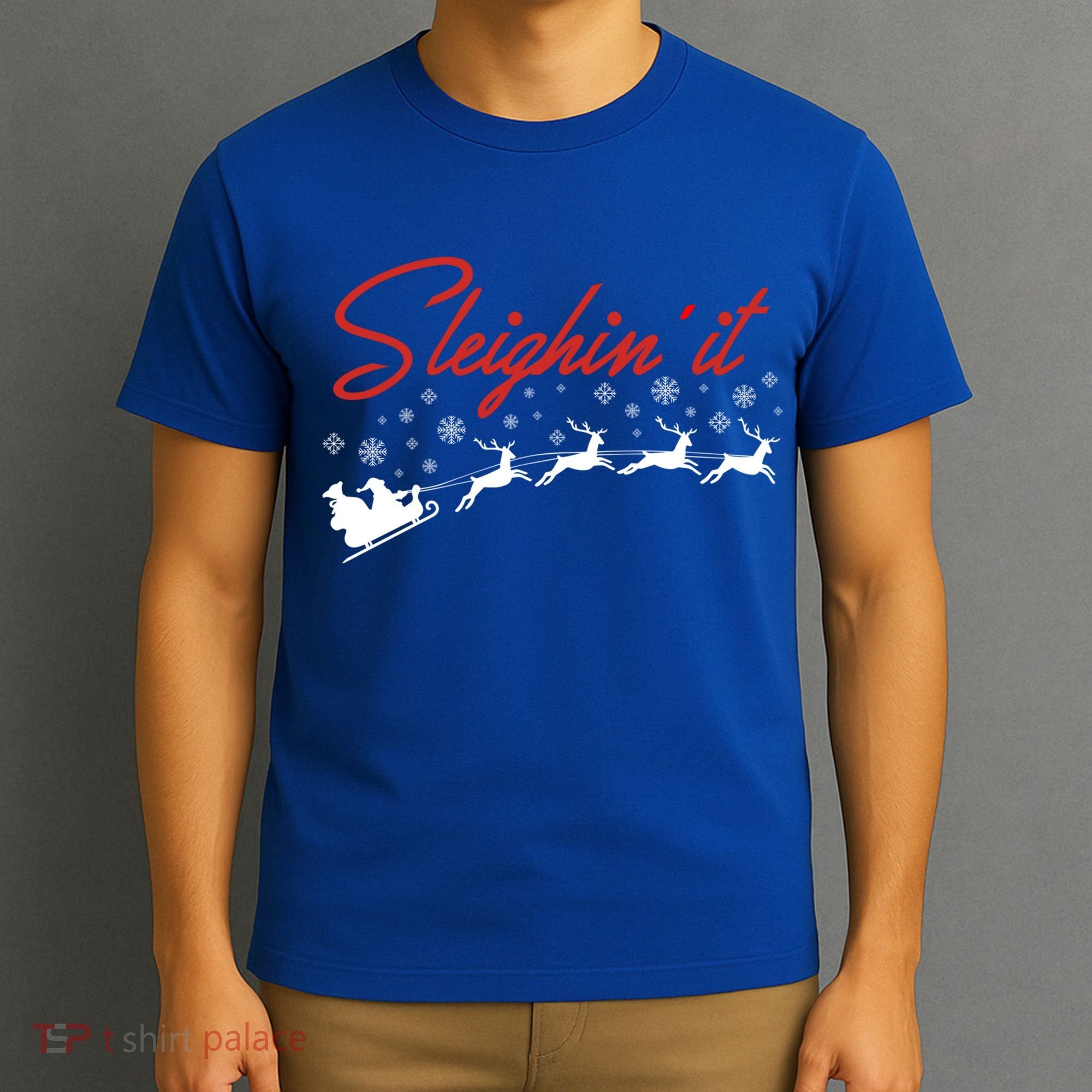 Sleighin It Funny Santa Sleigh Christmas Gift Family Xmas Gift T-Shirt