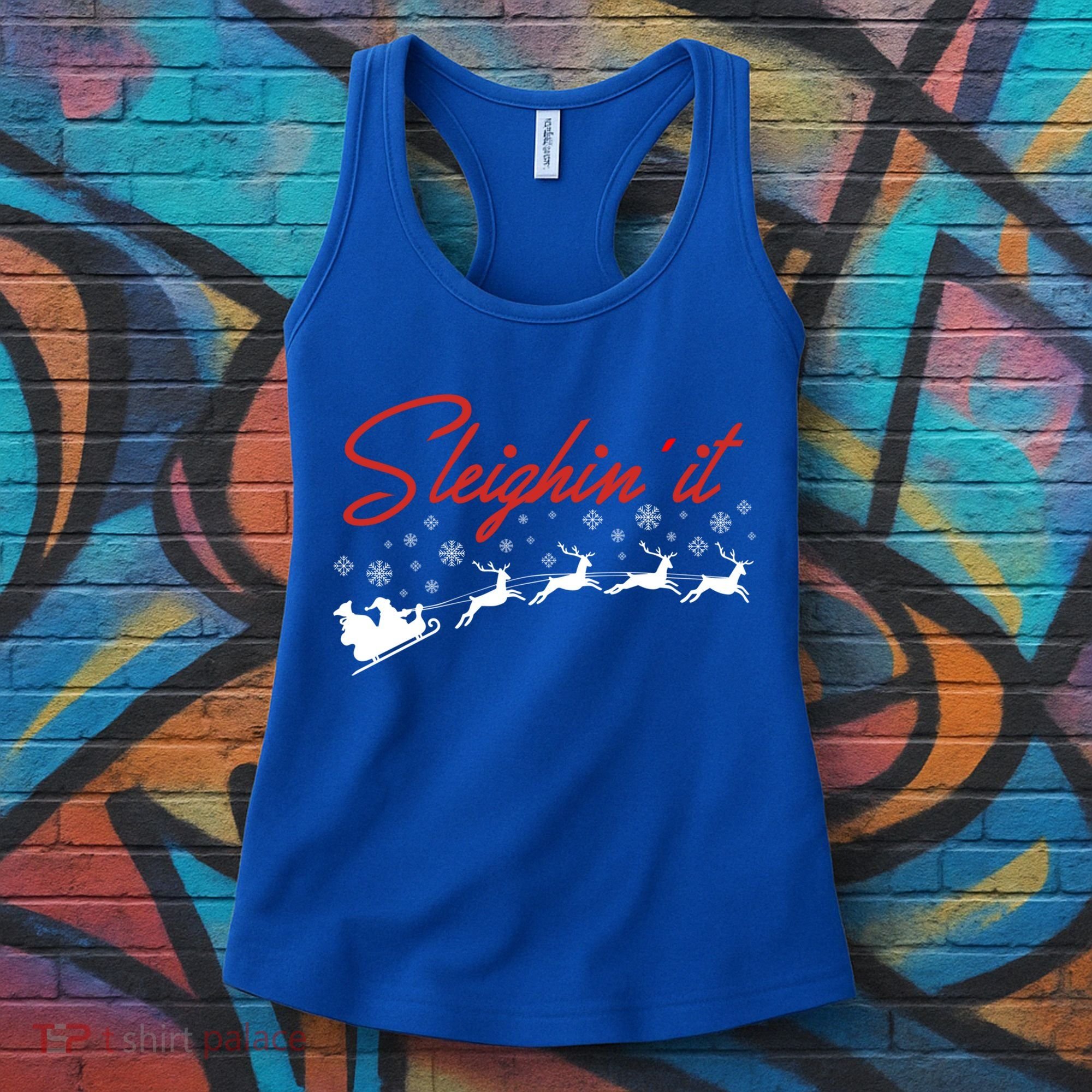 Sleighin It Funny Santa Sleigh Christmas Gift Family Xmas Gift Women's Tank Top